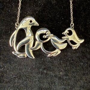 Silver 925 Penguin Family Necklace